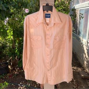 Wrangler mens pearl snap shirt size Large tan beige